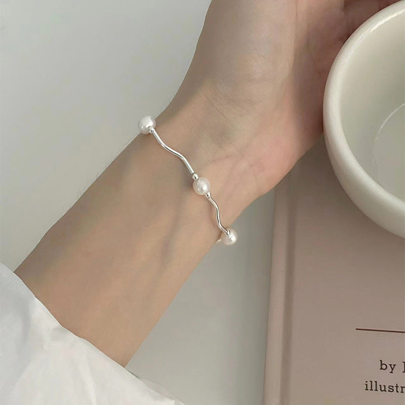 Silver Tide Pearl Bracelet