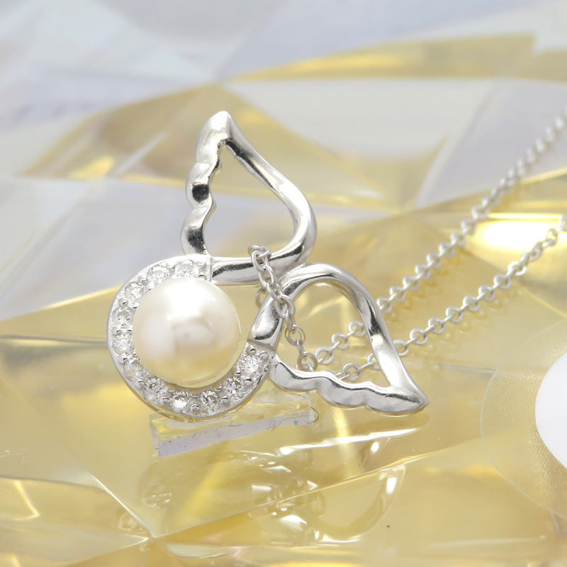 Freshwater Pearl Angel Wing Necklace