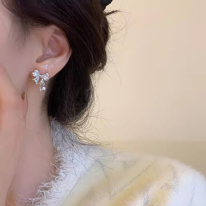 Crystal Bow Stud Earrings