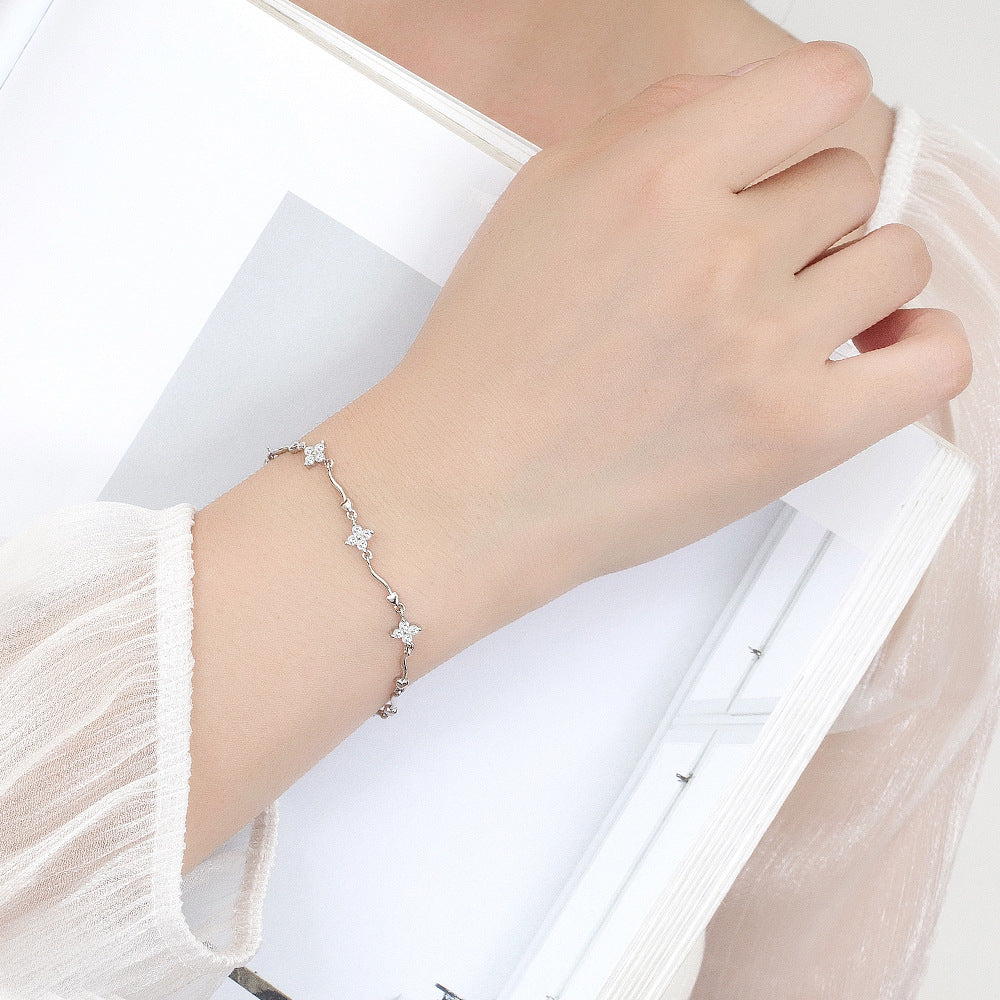 Silver Flower On Vine Bracelet