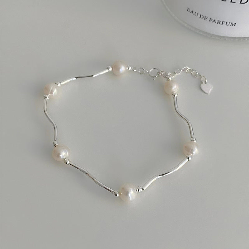 Silver Tide Pearl Bracelet