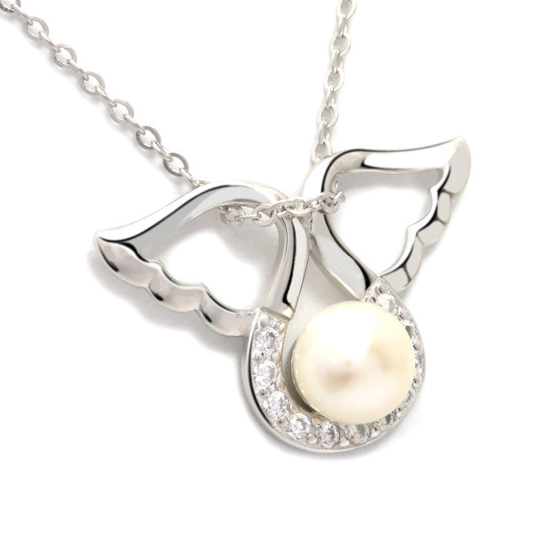 Freshwater Pearl Angel Wing Necklace