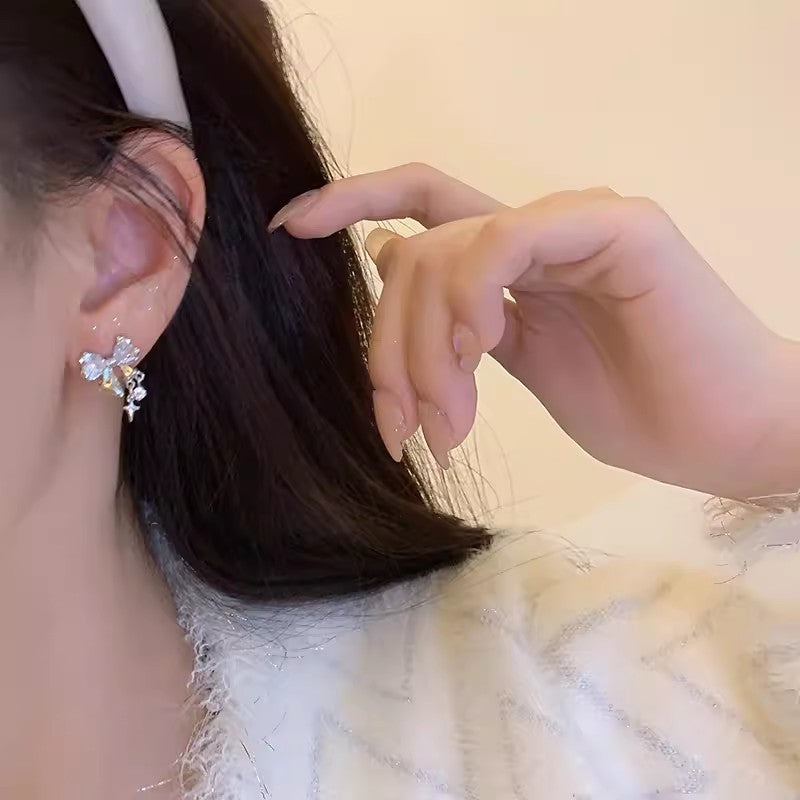 Crystal Bow Stud Earrings