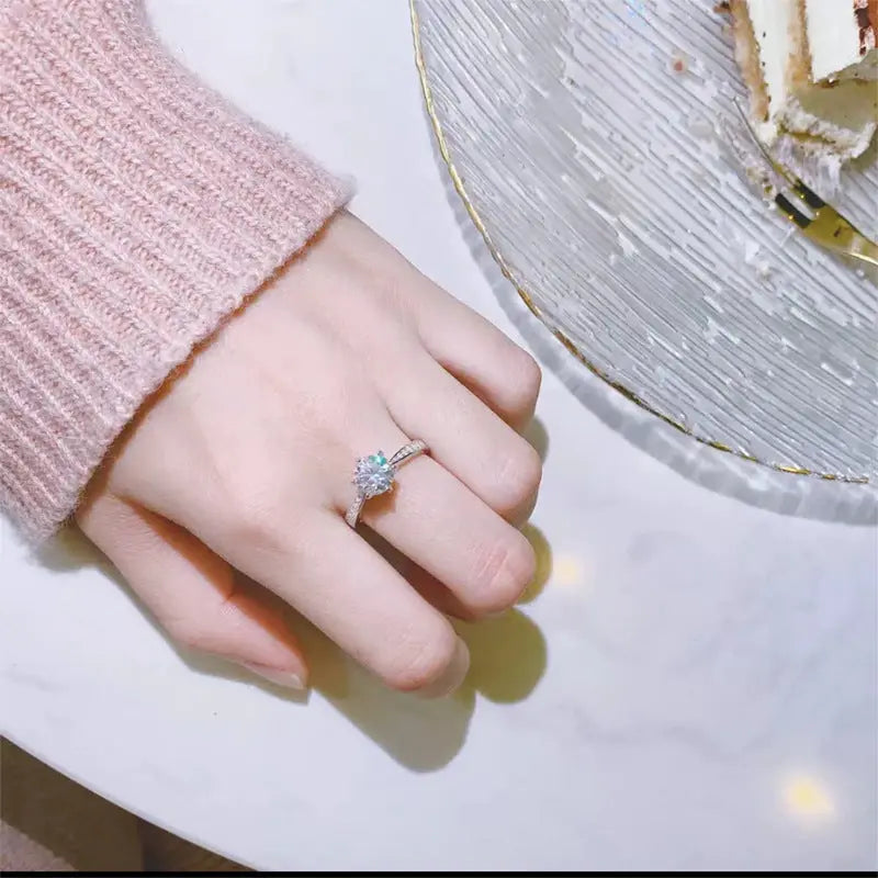 Round Diamond Side Stones Engagement Ring shopatclassy5 shopatclassy5 rings