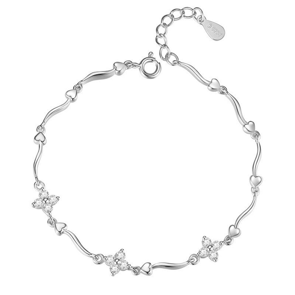 Silver Flower On Vine Bracelet