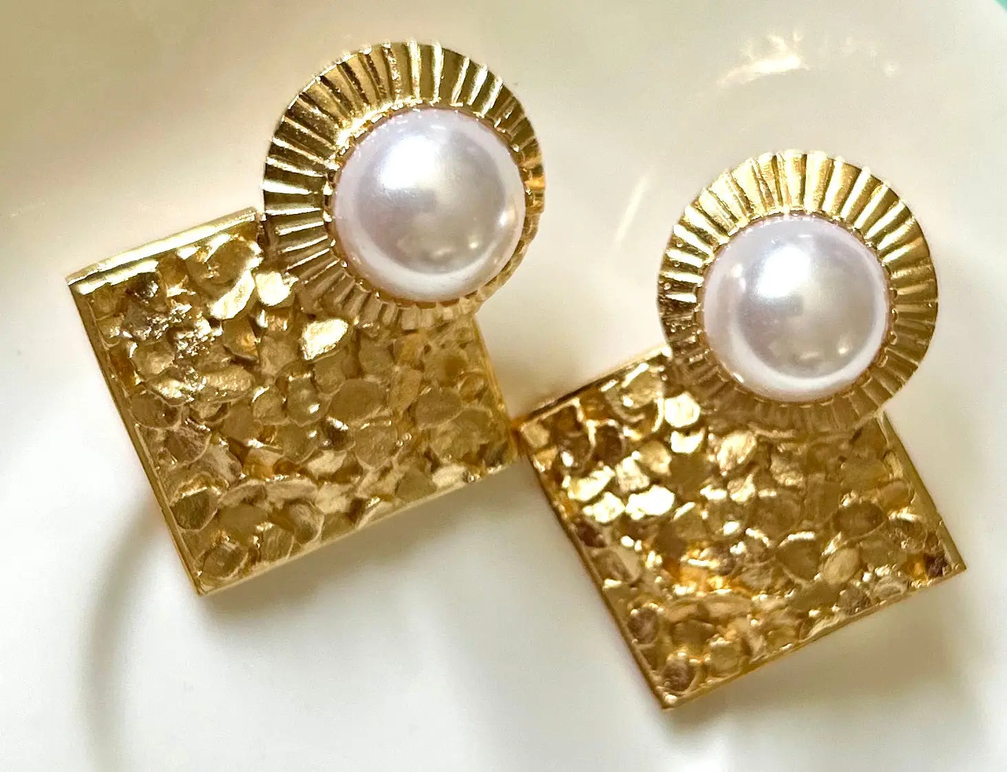 Ridge Nugget Stud Earrings - shopatclassy5