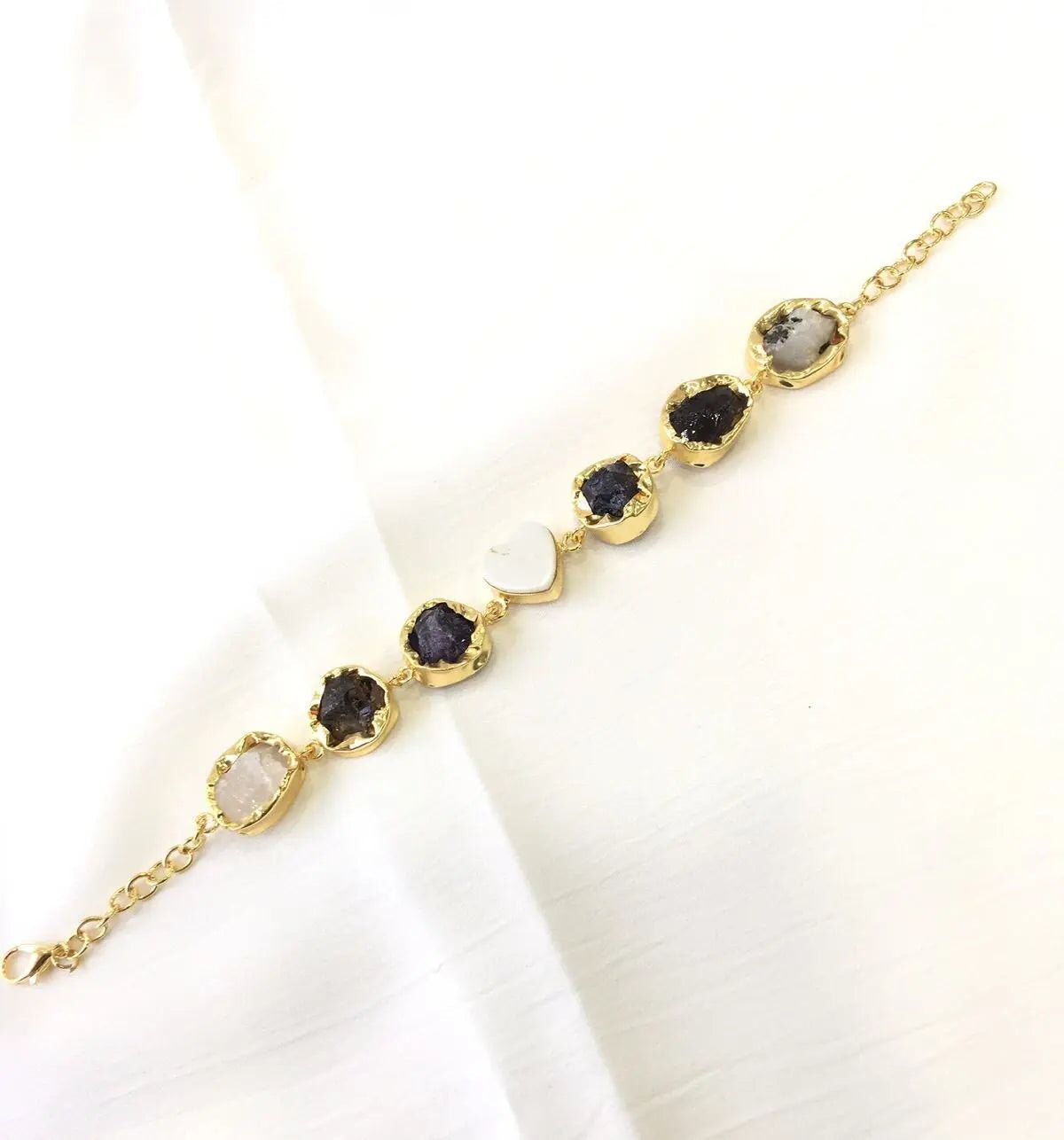 Heart and stone bracelet bracelet My Store black