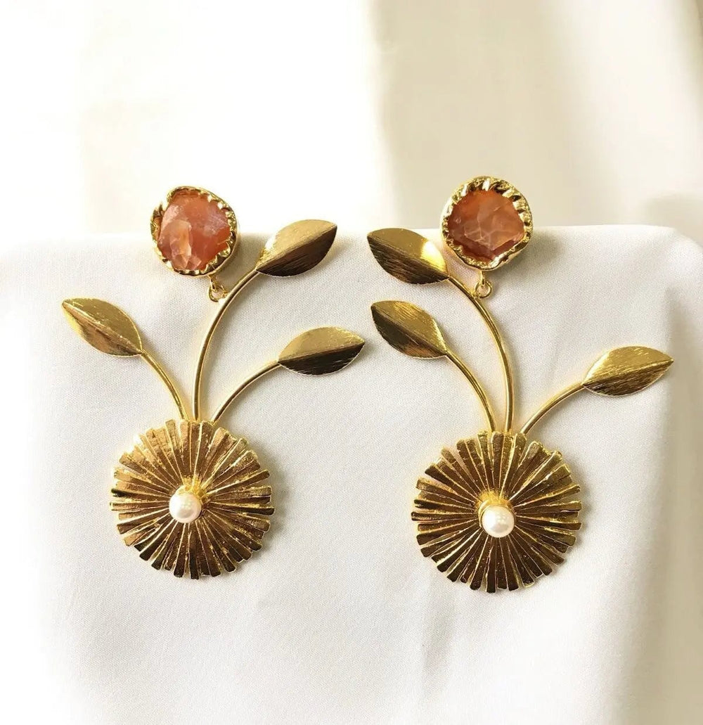 Golden Bloom Drops earrings My Store Orange