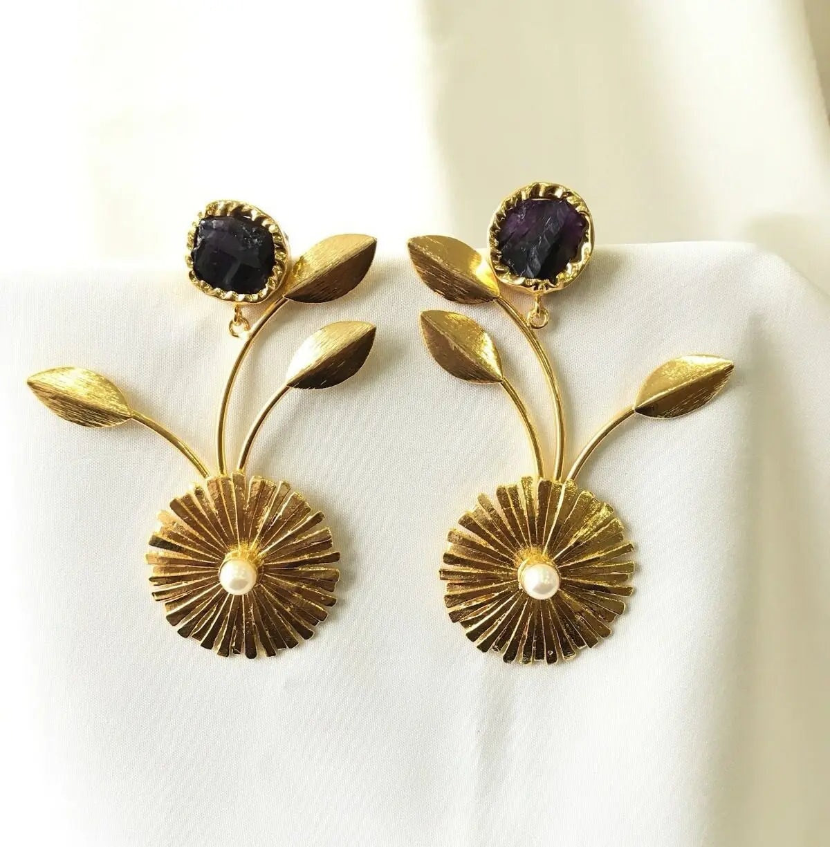 Golden Bloom Drops earrings My Store Black