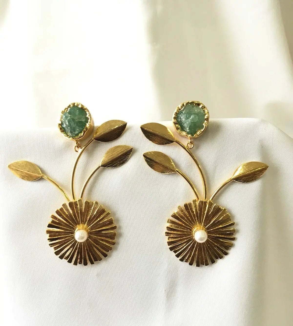Golden Bloom Drops earrings My Store Green