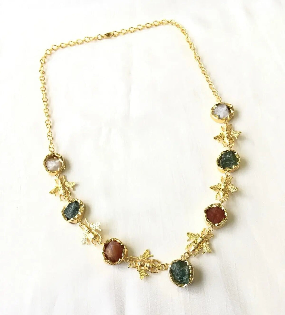 Stone strand neckpiece necklace My Store green