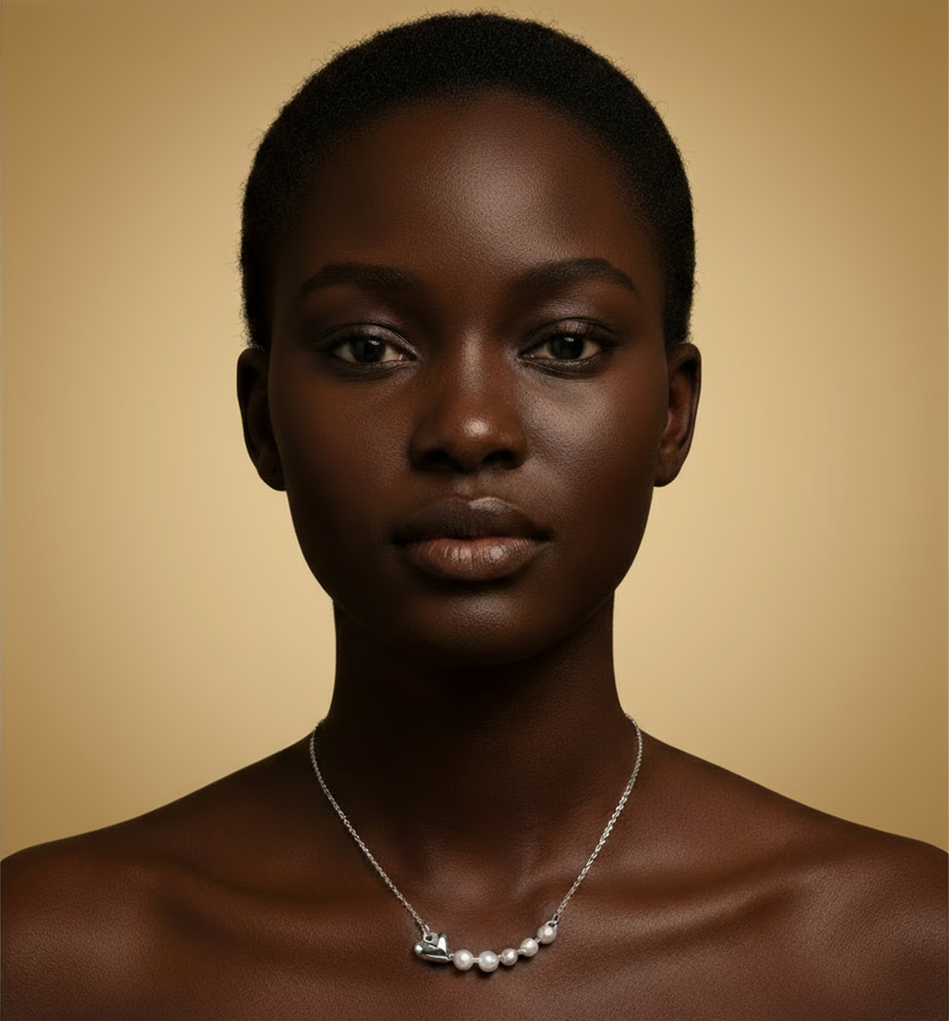 Silver Heart Pearl Necklace