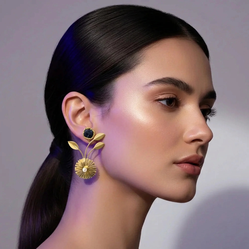 Golden Bloom Drops Earring