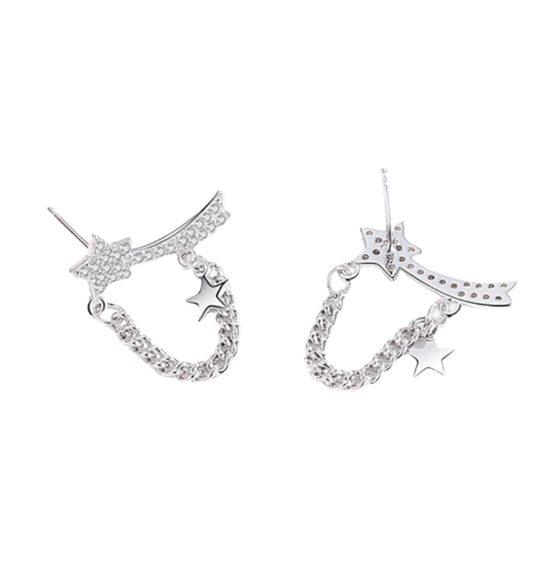 Silver Shooting Star Stud Earrings