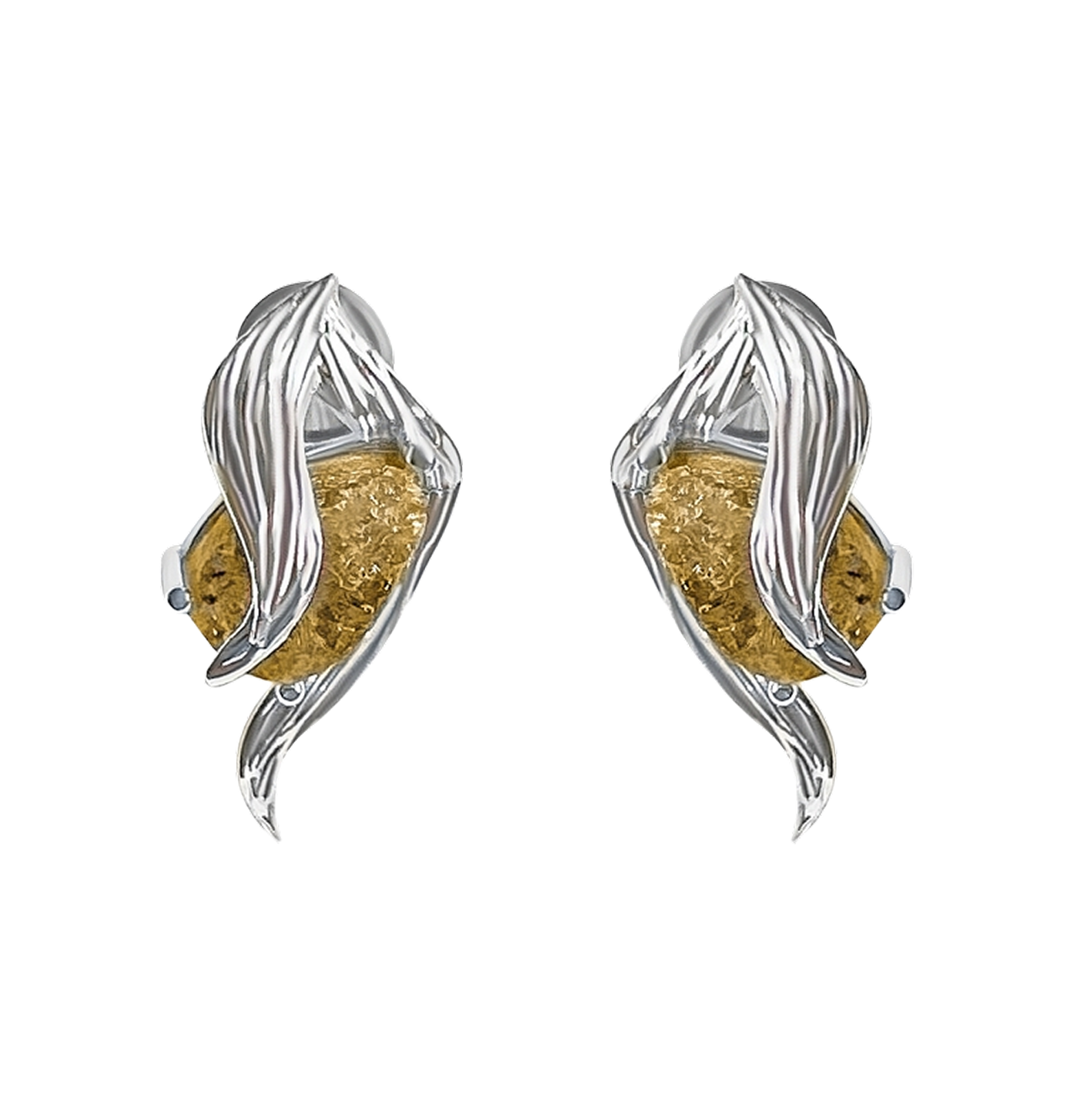 Artisanal Textured Stone Stud Earrings