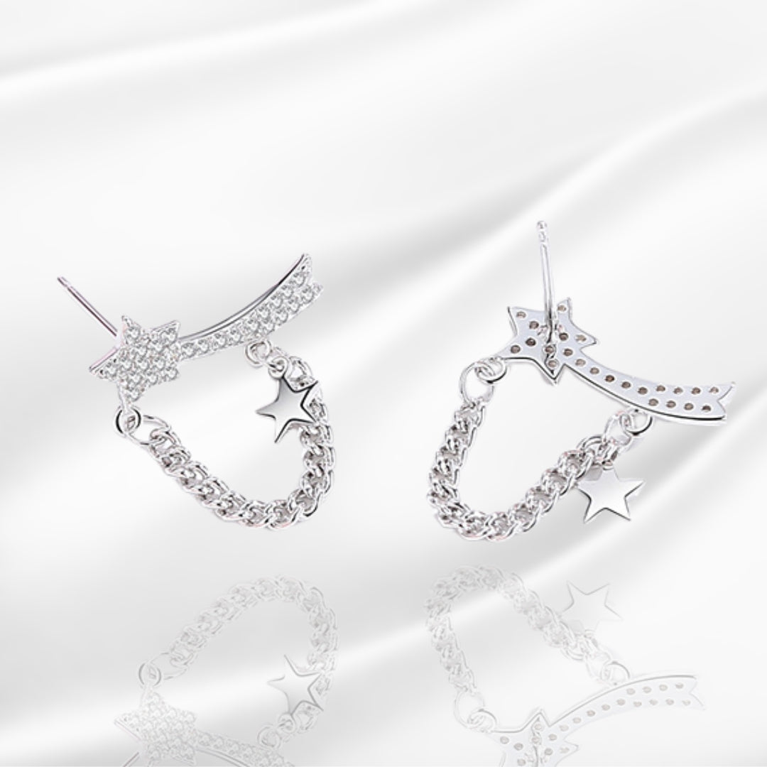 Silver Shooting Star Stud Earrings