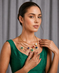 Hasli Pearl & Raw Gemstone Statement Necklace