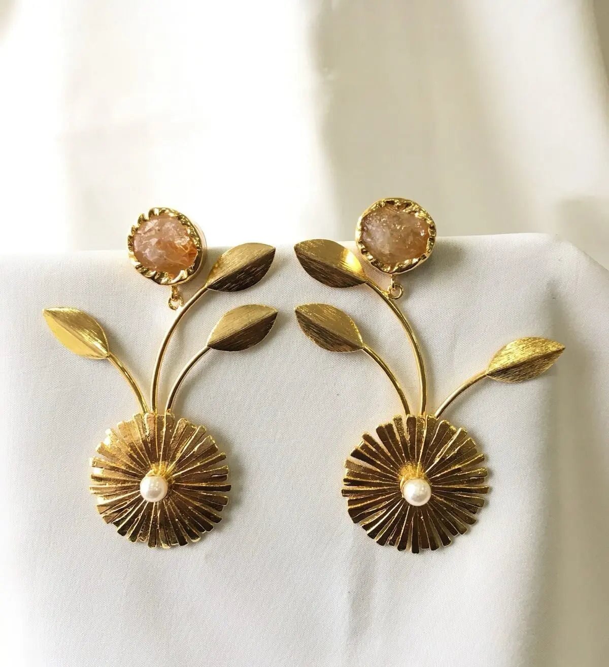 Golden Bloom Drops earrings My Store Tan 