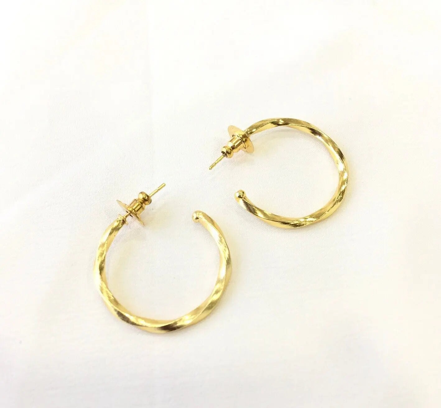 Twisted Hoops earrings My Store Gold Finish 