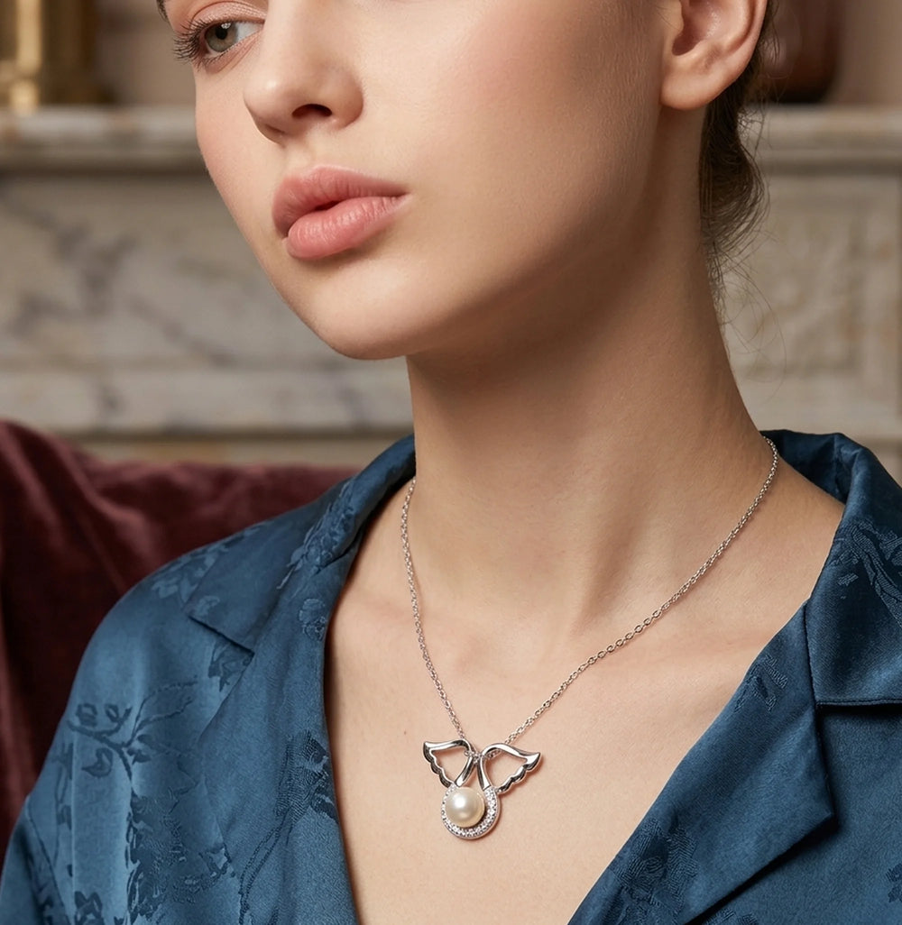 Fresh water Pearl Angel Wing Necklace