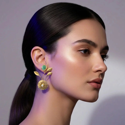 Golden Bloom Drops Earring