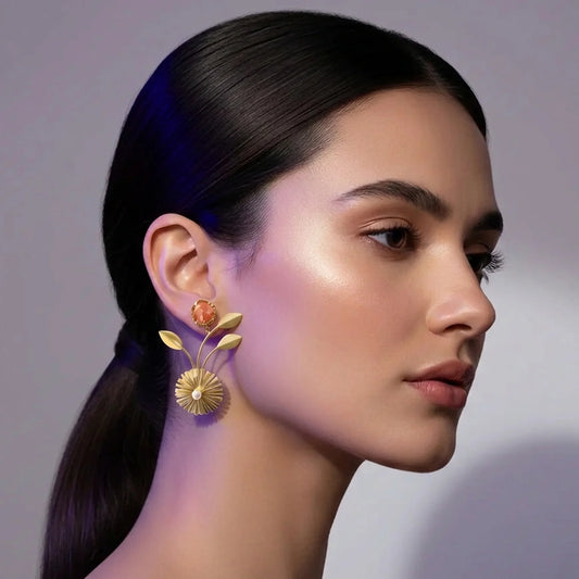 Golden Bloom Drops Earring