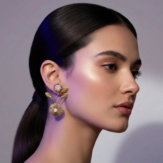 Golden Bloom Drops Earring