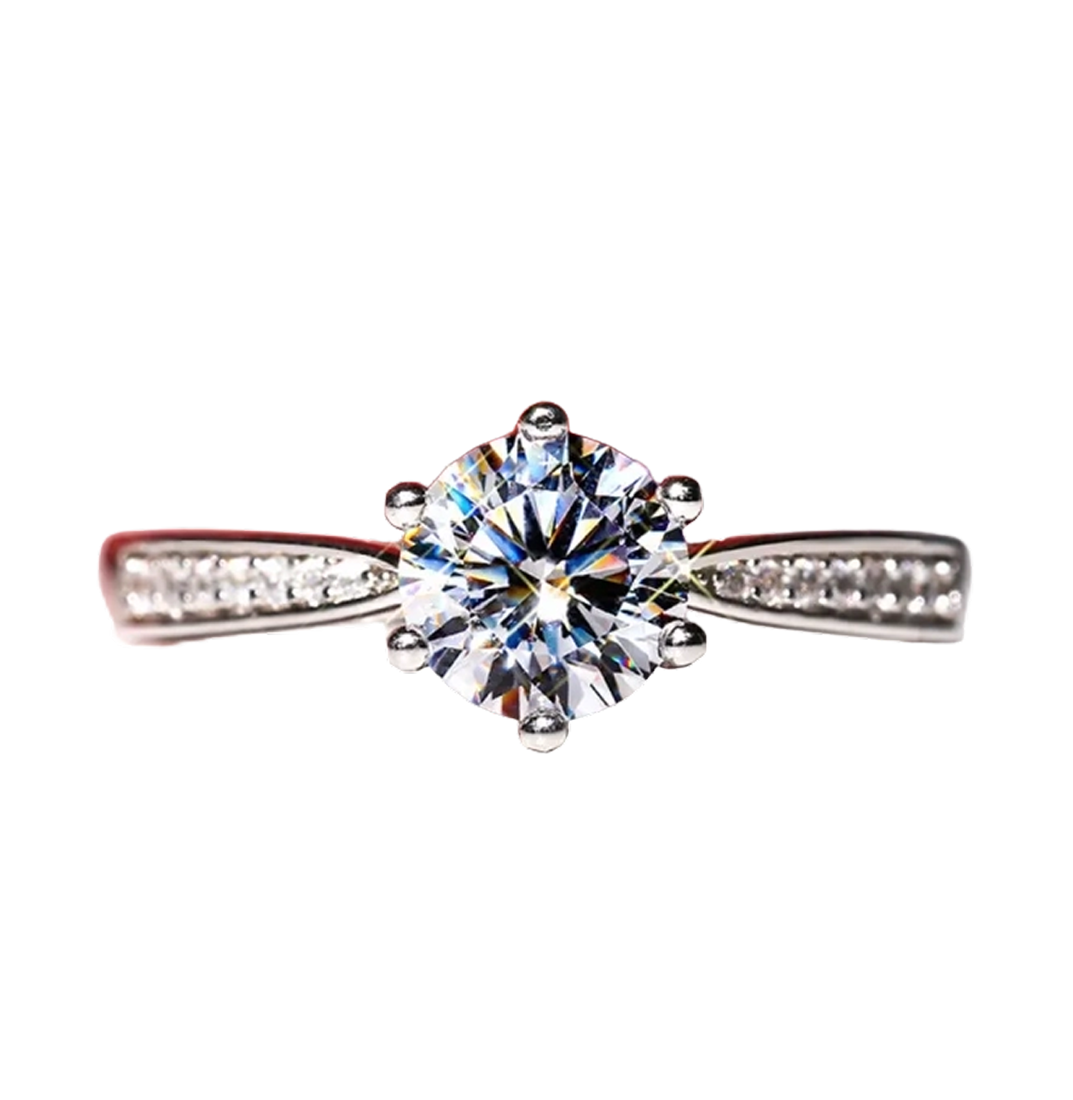 Round Diamond Side Stones Engagement Ring
