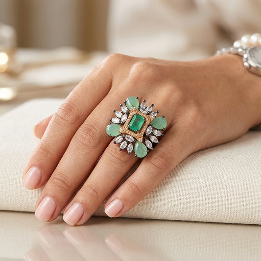 Emerald glow cut Ring