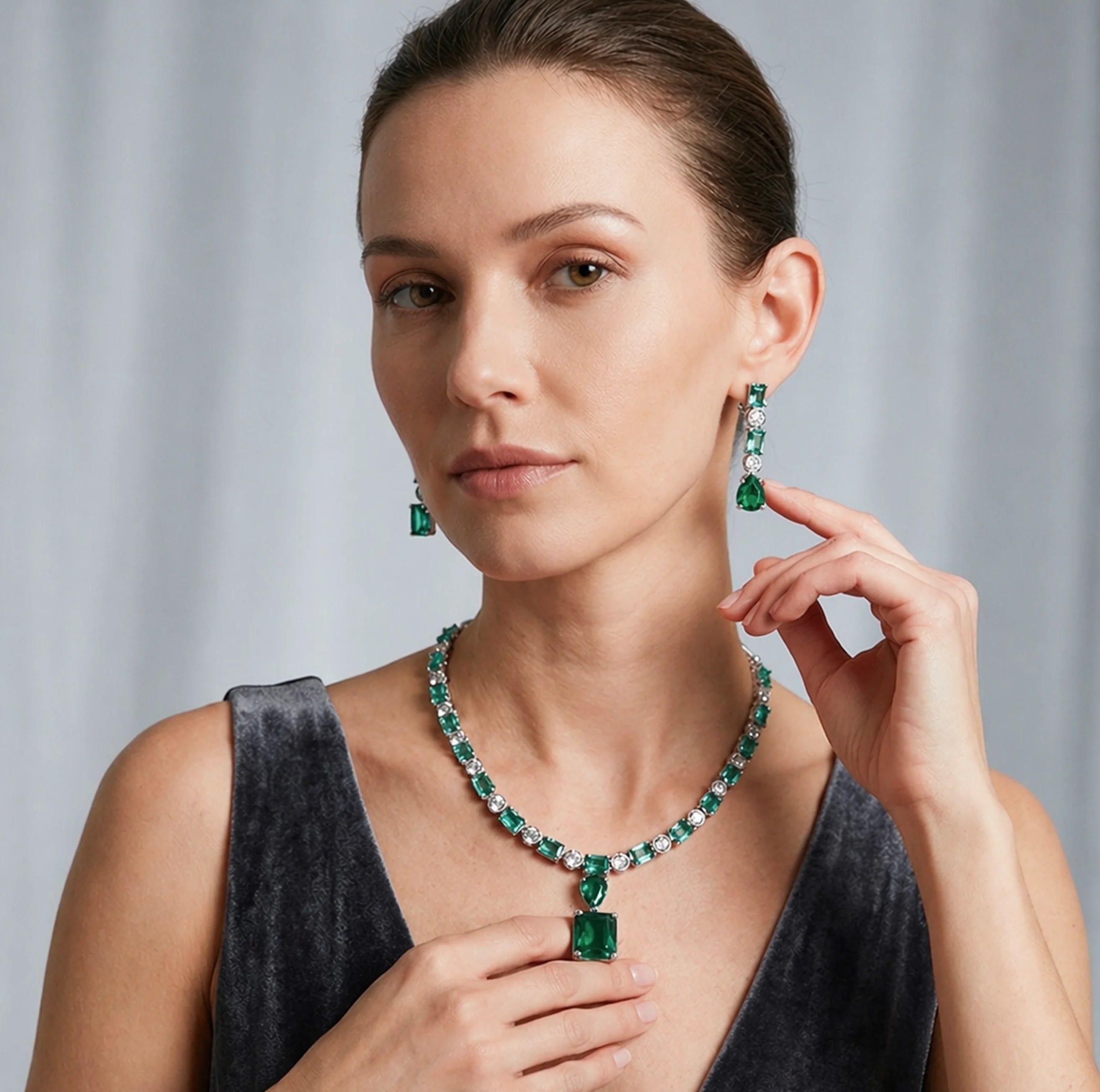 Twin Sparklets Radiant Halo Necklace