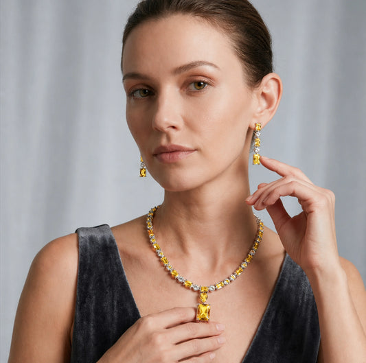 Twin Sparklets Radiant Halo Necklace