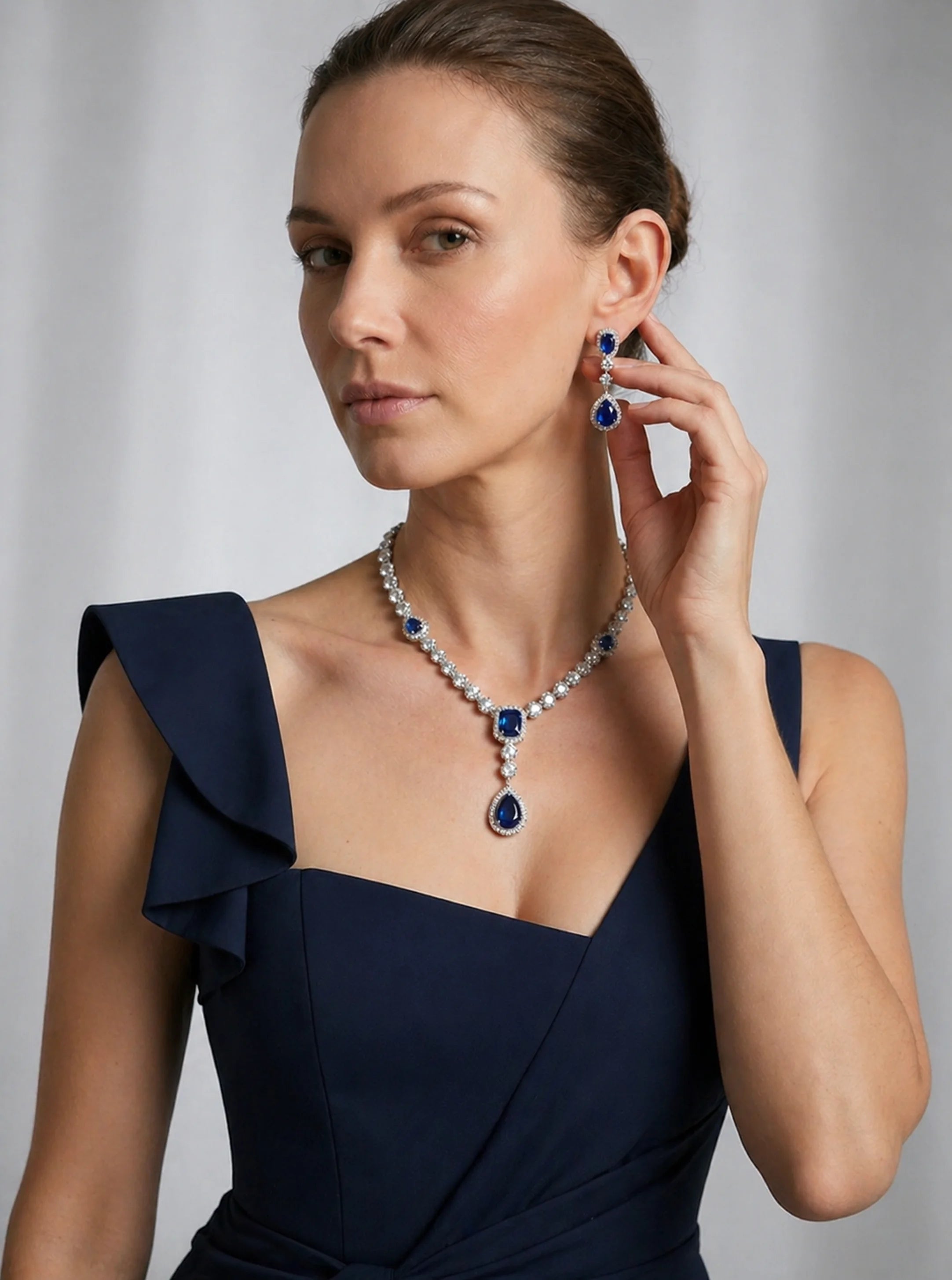 Bouquet Crystal Floral Statement Necklace Set