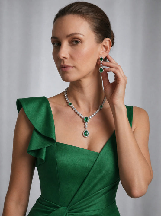 Bouquet Crystal Floral Statement Necklace Set