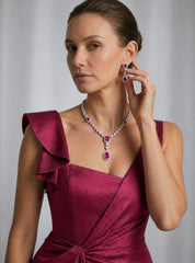 Bouquet Crystal Floral Statement Necklace Set