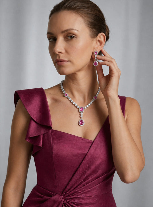 Bouquet Crystal Floral Statement Necklace Set