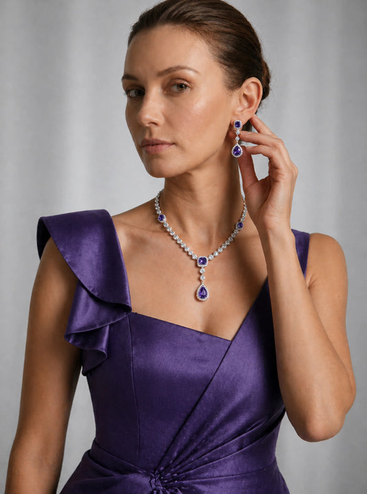 Bouquet Crystal Floral Statement Necklace Set