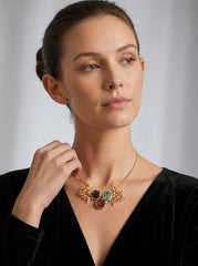 Angel Wing Trio Gemstone Pendant Necklace